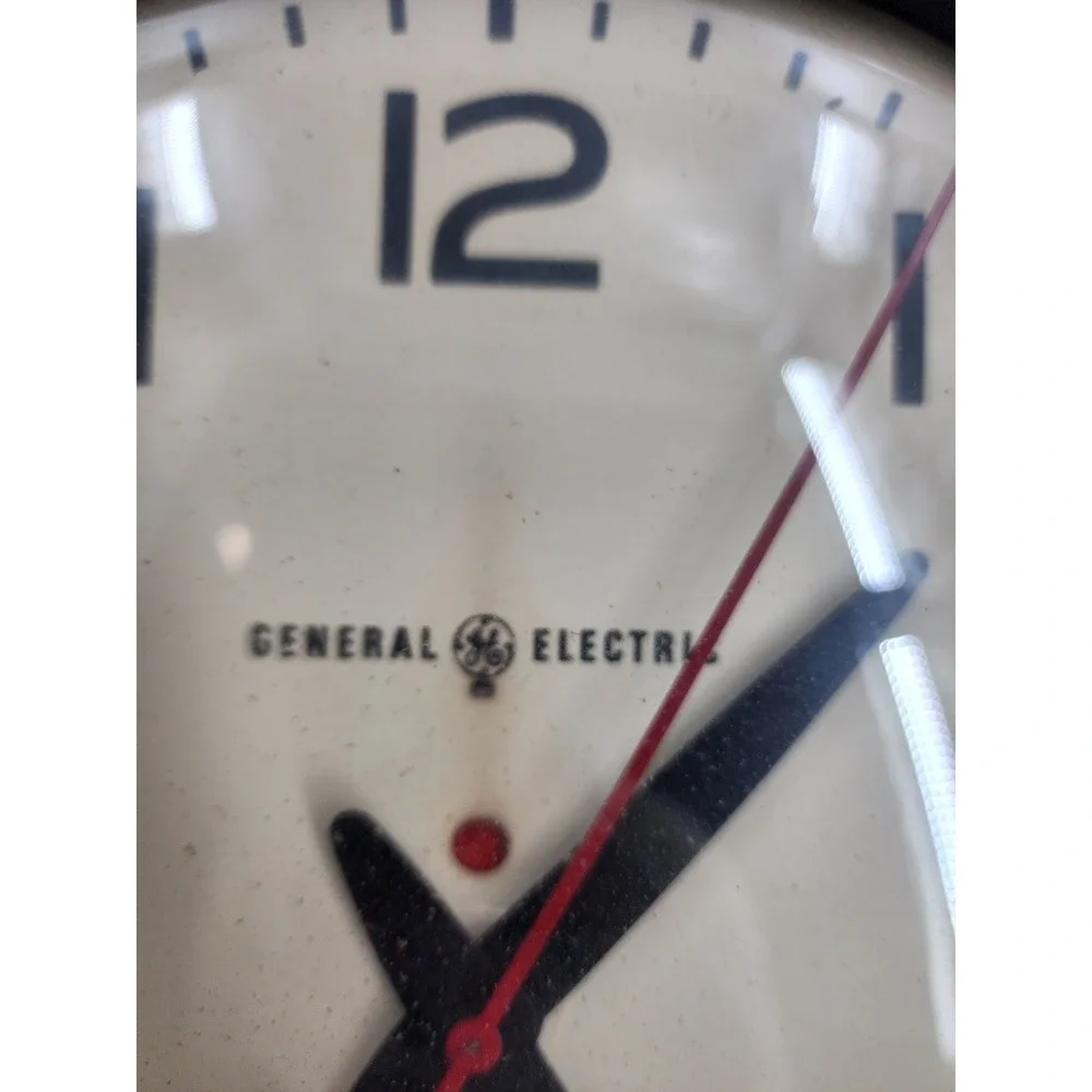 Vintage General Electric Wall Clock Model 2912A Brown Industrial Electric GE USA